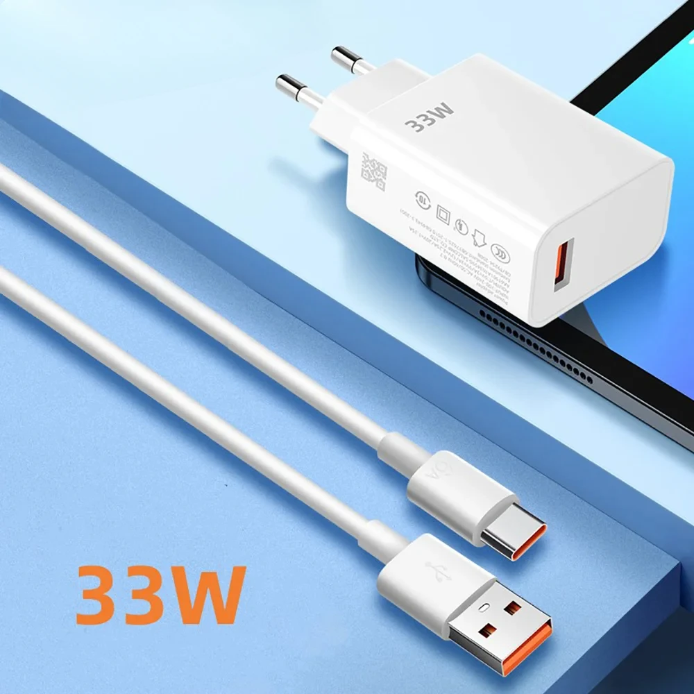 USB Fast Charger 33W Quick Charge US Plug Phone Charger Adapter  Fast Wall Charger