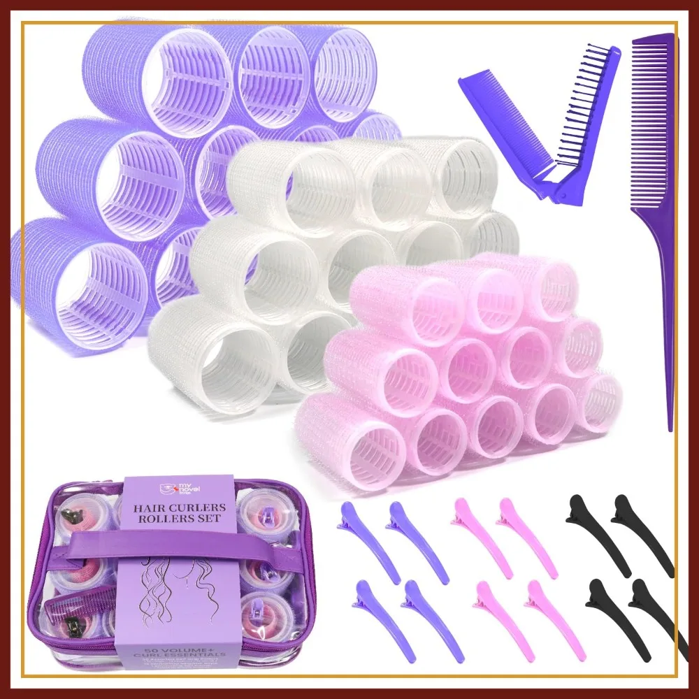 

50Pcs Hair Curlers Rollers Set with 36 Rollers (3 Sizes) and 12 Clips + Comb for Volume and Blowout Look