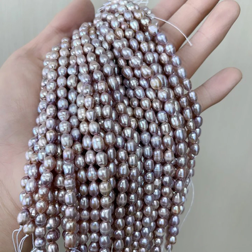 4-5mm 3A 18cm Poliert Lila Reis Natürliche Süßwasser Perle Isolierte Lose Perlen Schmuck Machen DIY Halskette armband Zubehör