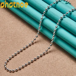 SHSTONE 925 Sterling Silver 2mm 18 Inch Ball Bead Chain Necklace For Women Party Engagement Wedding Fashion Charm Jewelry Gifts