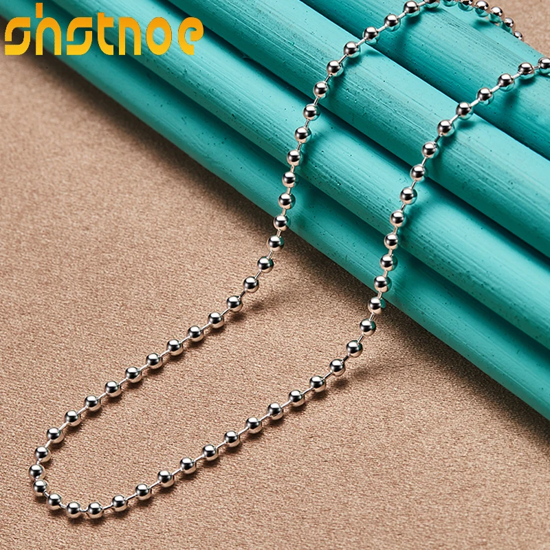 SHSTONE 925 Sterling Silver 2mm 18 Inch Ball Bead Chain Naszyjnik dla kobiet Zaręczyny Ślub Moda Urok Biżuteria Prezenty