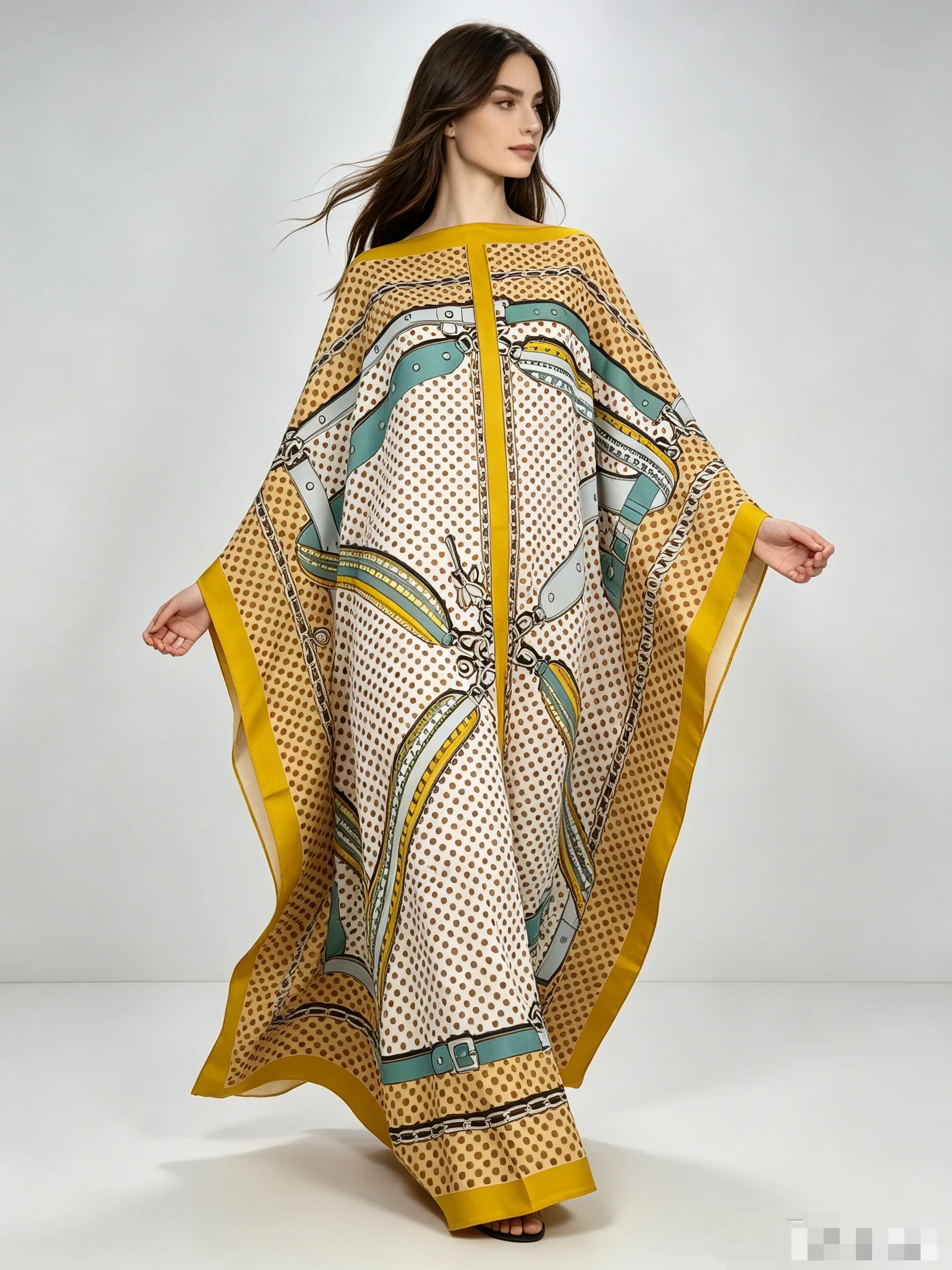 Boho Summer Beach Maxi Dress - Muslimische Mode, Vintage-Kaftankleid mit Print, Sommerliches,