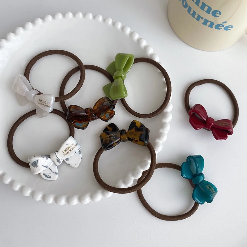 Korean Style Bowknot Hair Rope Ponytail Holder Headwear Acetate Bow Scrunchies Hair Bands Hair Accessories Hair Rubber Bands