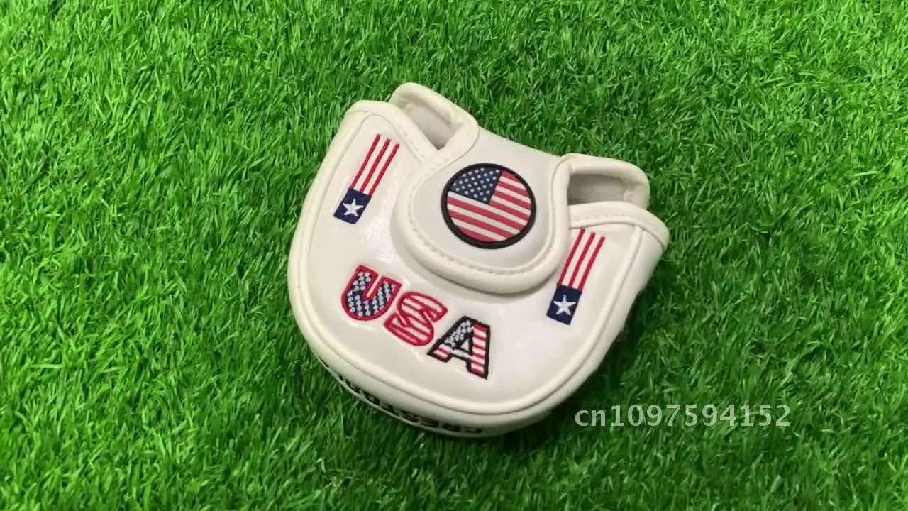 

New Golf Putter Cover PU Embroidered Club Head Cover with Magnetic Suction Buckle for Golf Training
