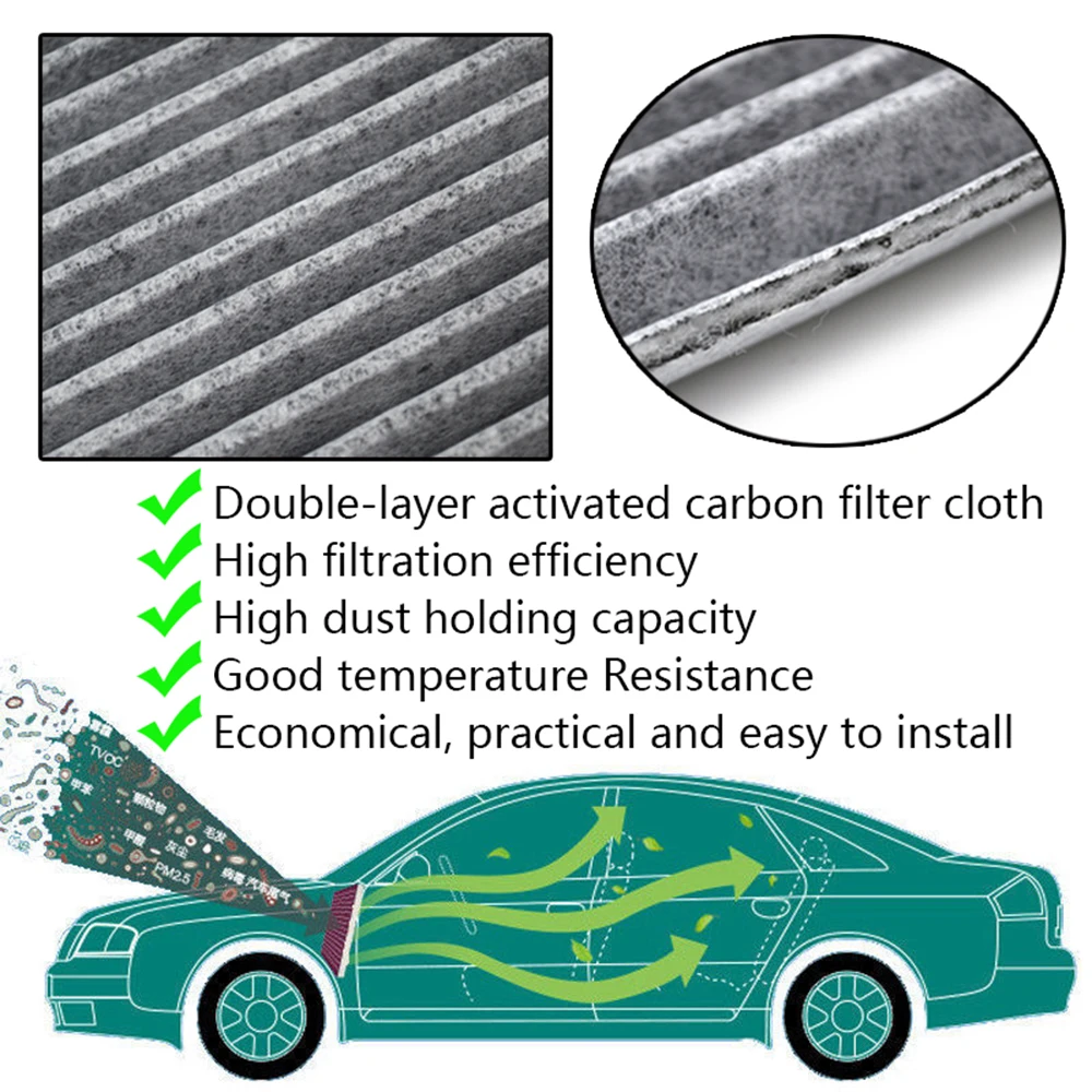 Car Activated Carbon Cabin Air Conditioning Filter For Ford C-Max Escape Kuga Focus Transit Connect Lincoln MKC AV6N-19G244-AA