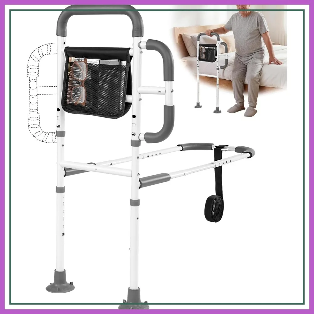 

400LBS Portable Bed Cane with Non-Slip Handle & Storage Bag, Grab Bar for Elderly Adults, Fits King Queen Full Twin