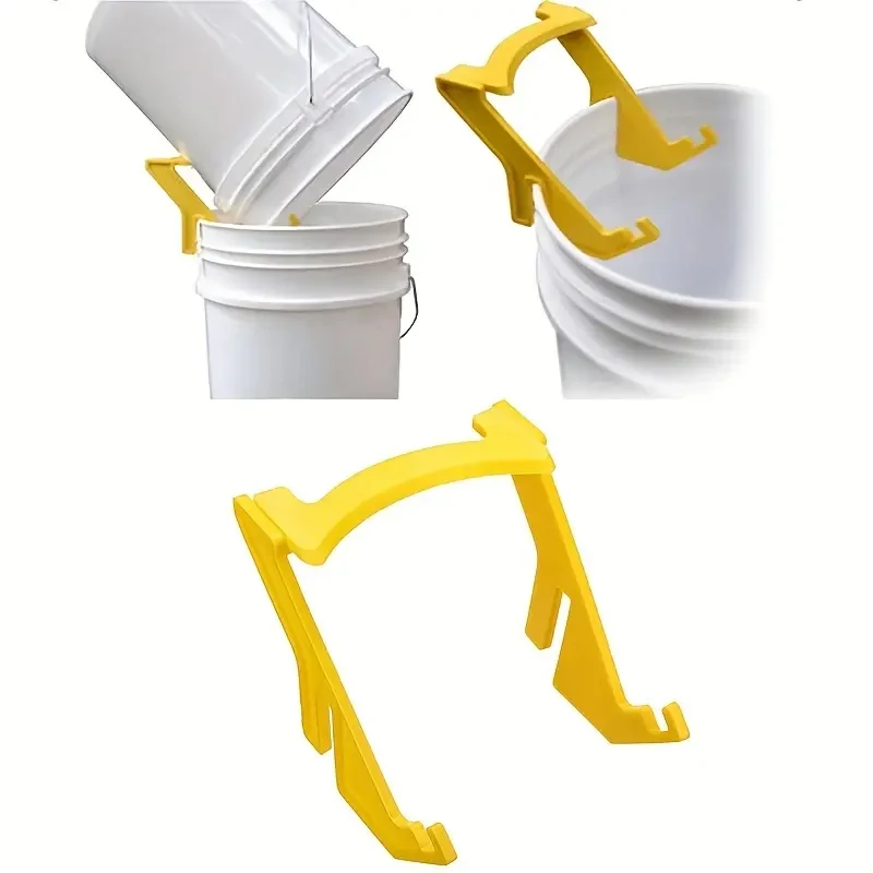 Yellow plastic honey bucket holder, honey bucket holder, honey bucket holder, honey bucket holder, beekeeping utensils
