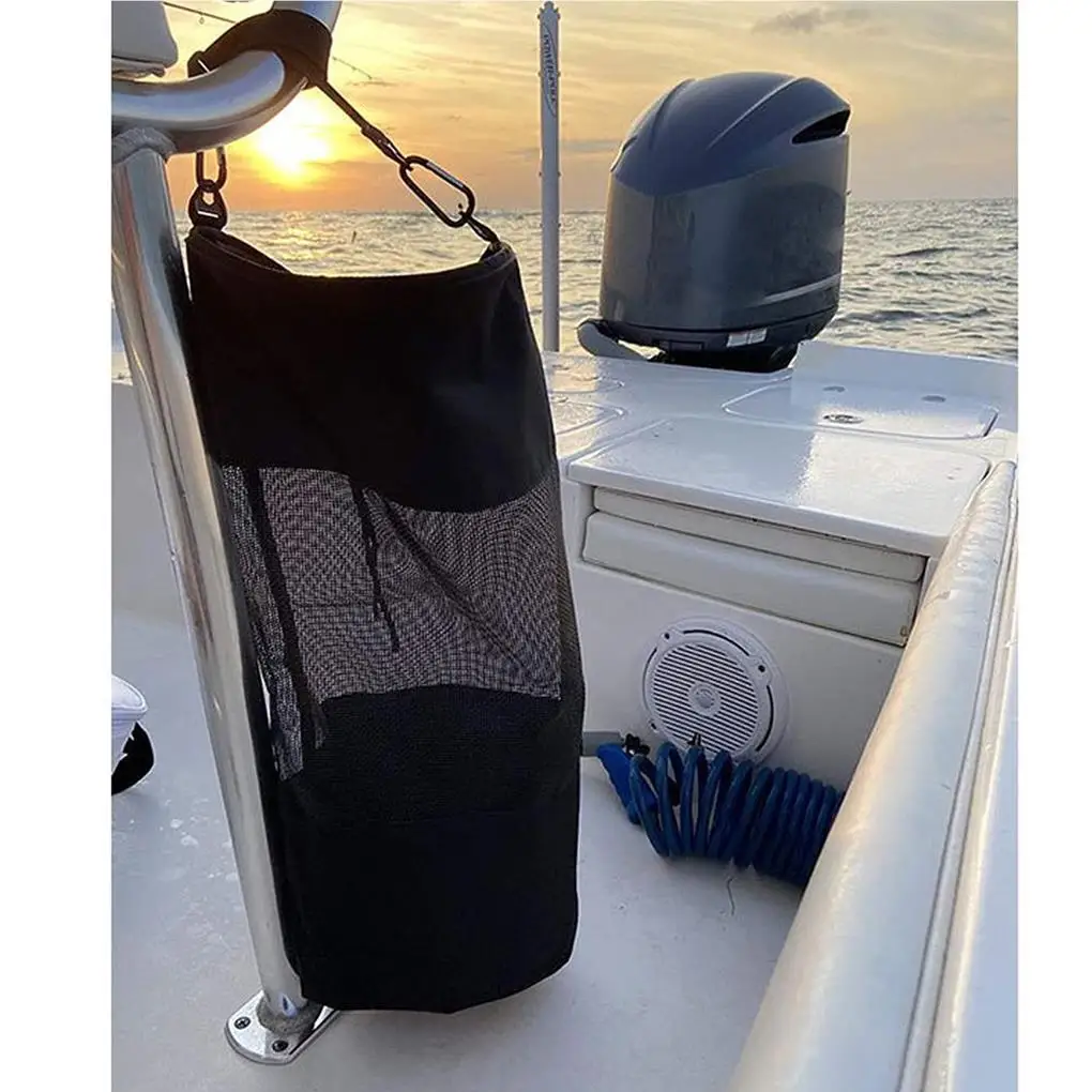 Boat Trash Bag Outdoor Hoop Mesh Breathable Storage Leakage-proof Container Car Holder Cleaning Tools Accessories Green