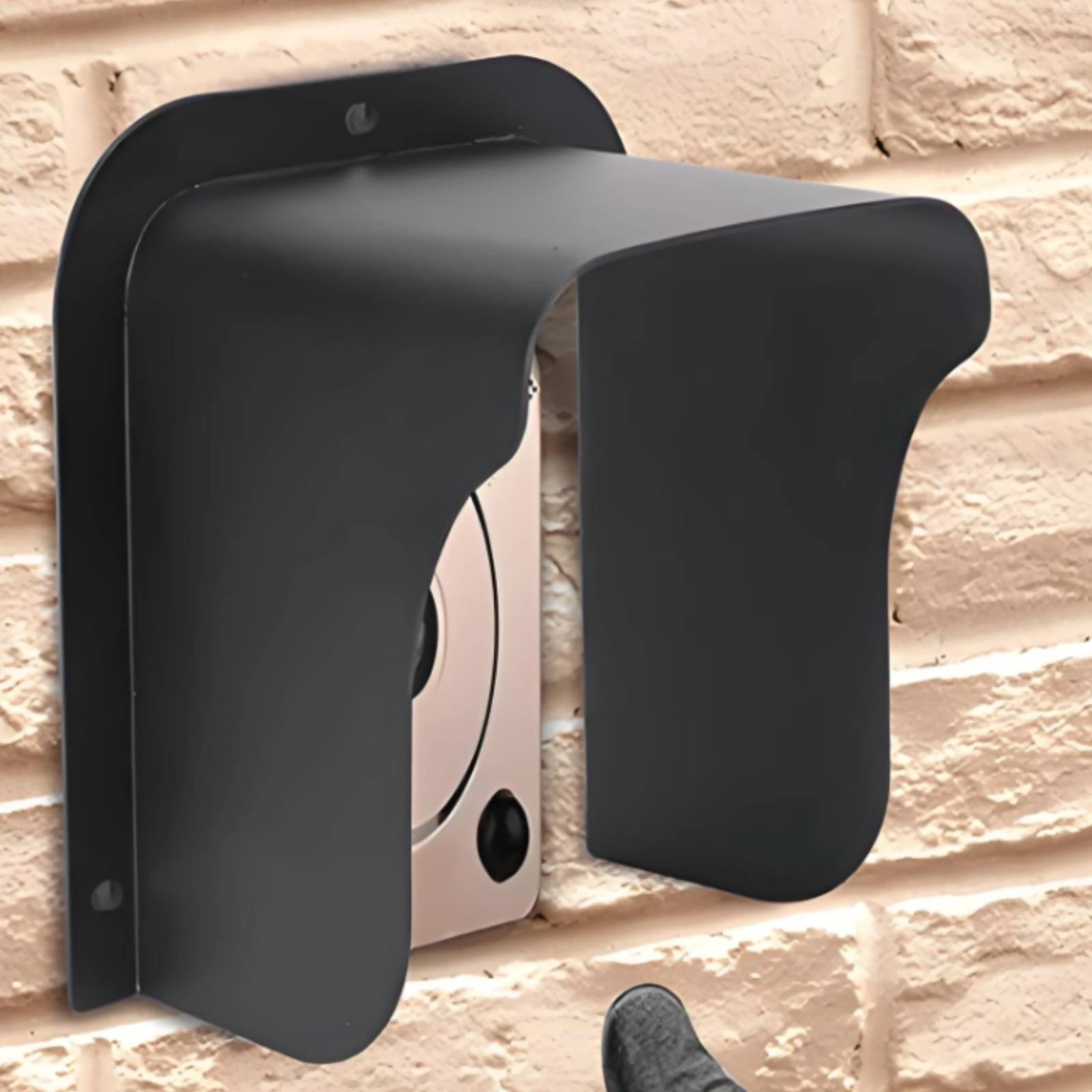 Entryway Chime Rain Cover Matte Black Metal Entryway Chime Hood Outdoor Protection Mounting Holes Included Screws