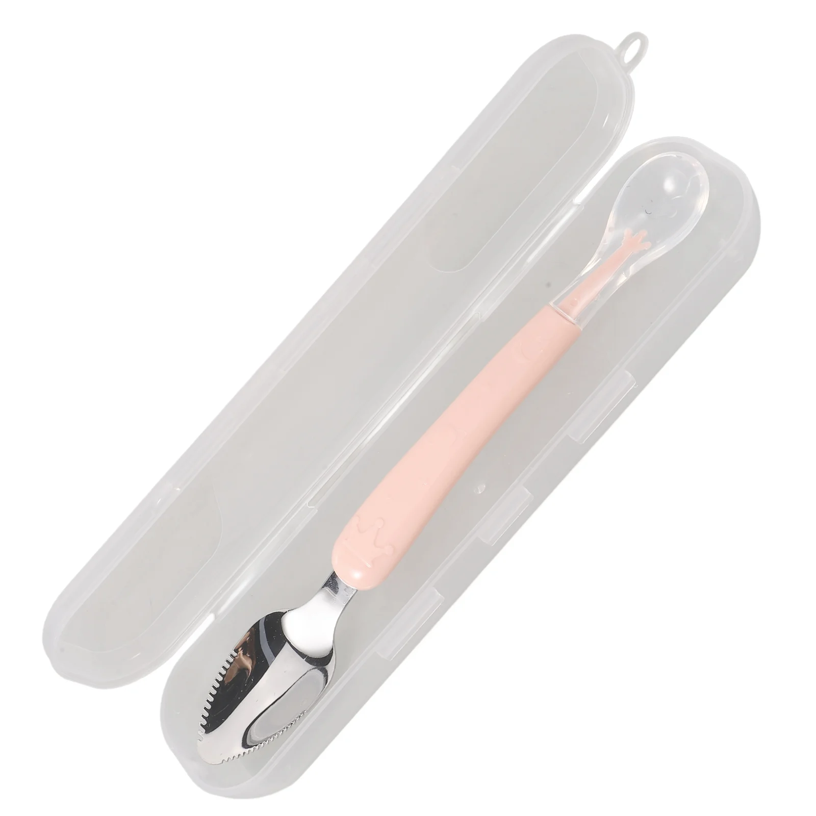 Stainless Steel Food Supplement Spoon Baby Toddler Spoons Scraper Silica Gel Dessert