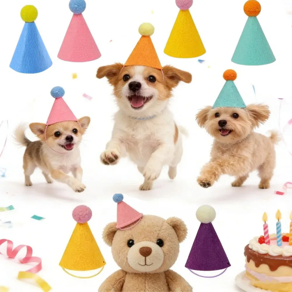 Chapéus de Festa Coloridos para Animais de Estimação, 3/6/12 peças, Chapéus de Aniversário para Animais de Pelúcia, Cães, Gatos, Coelhos e Filhotes