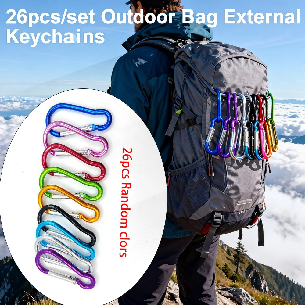 26 Durable Aluminum Alloy Bag Hook Accessories Set, Bag Hook Accessories, Outdoor Bag Hooks - Mixed Colors for Camping, Travel, Backpacking, and Outdoor Adventures