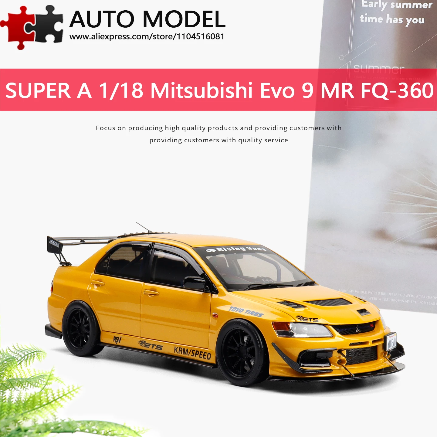 Super a Diecast Cars 1:18 Mitsubishi Evo9 Evolution Ix Mr Fq-360 Metal Miniature Car Models Limited Collection Cars Toys for Boy