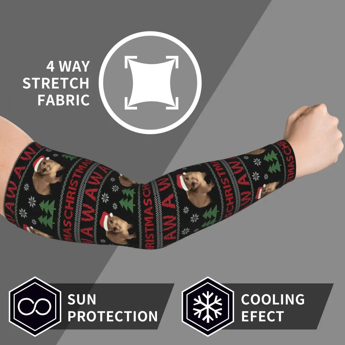 Christmas Wawa Mug Animal Hyrax Arm Sleeves Men Women Sun UV Protection Tattoo Cover Up Sports Cooling Cycling
