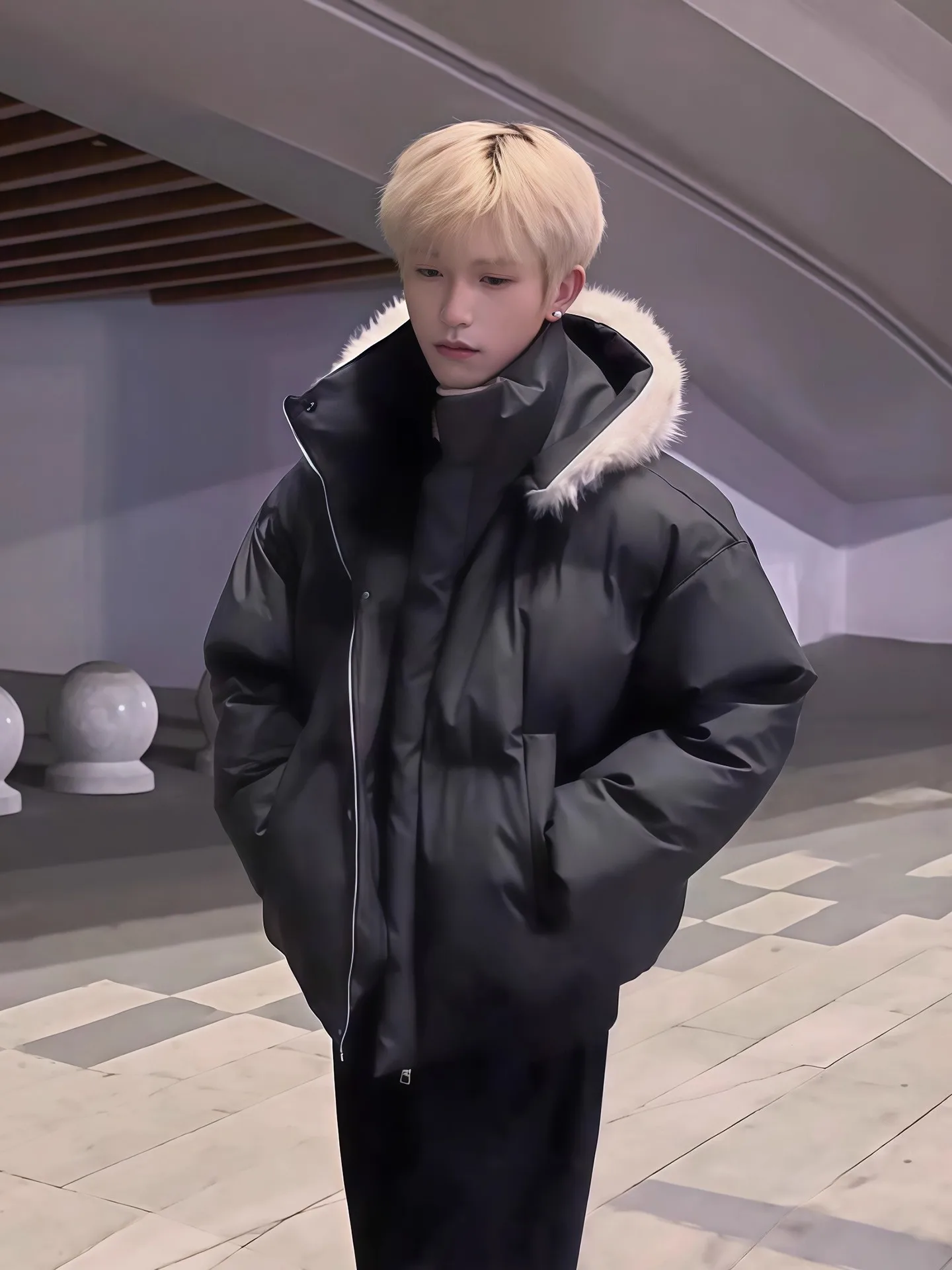 

Мужская утепленная куртка из искусственной кожи с капюшоном, зимнее пальто с эффектом тепла, 3D-дизайн, ветрозащитная парка для пар, хлопковое пальто