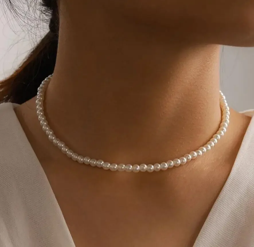 Fashion Pearl For Women Metal Charm Bead Chain Necklace Jewelry Gifts Custom Jewelry