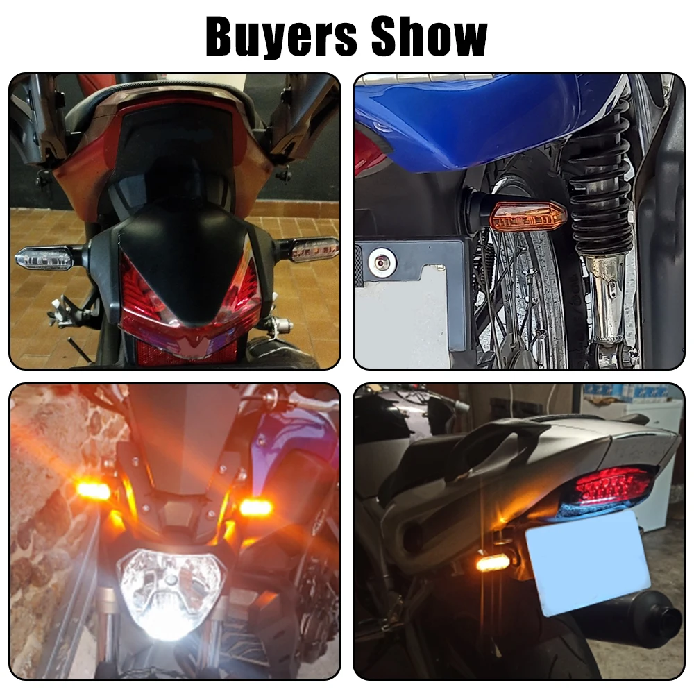 12V Motorcycle Turn Signal Lights Side Marker Lamps Flashing Indicator Blinker LED Taillights Motobike Accessories Universal