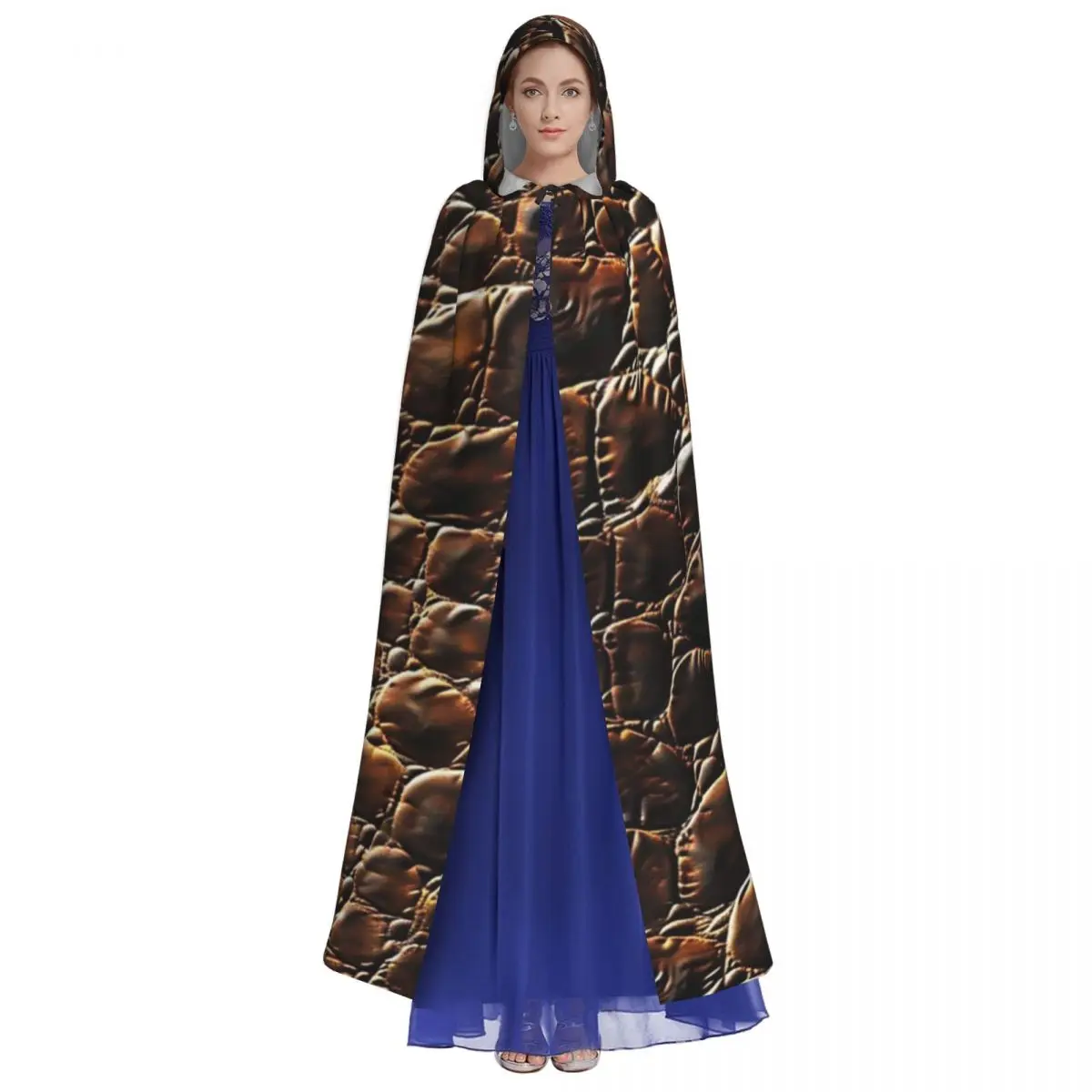 Mantello lungo con cappuccio in pelle di alligatore Costume medievale da strega Mantello cosplay HalloweenVampiro Adulto unisex