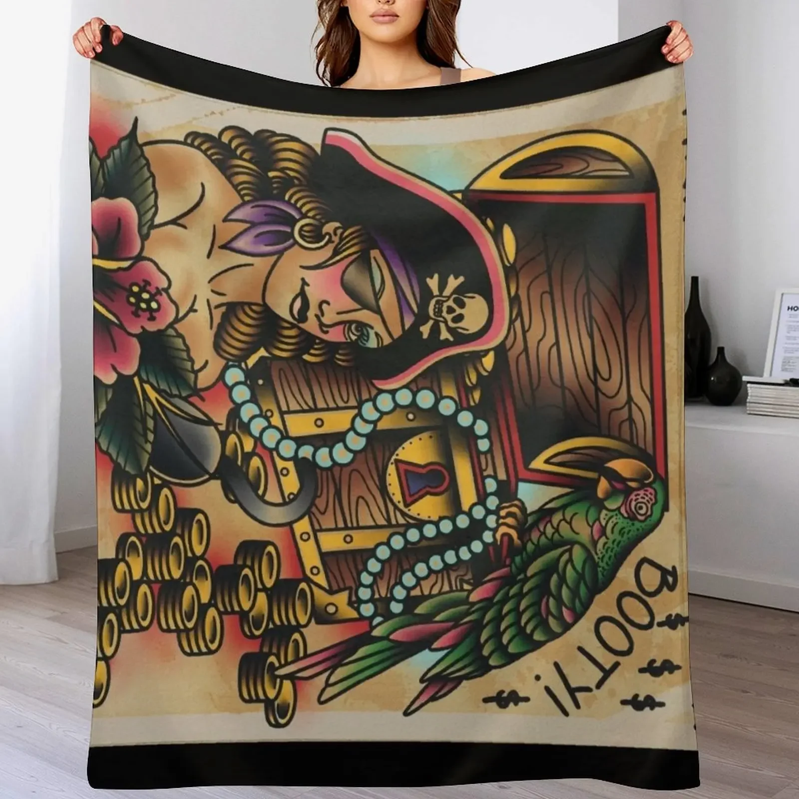 

Pirate booty tip sign Throw Blanket Luxury Brand Warm Retros Soft Blankets