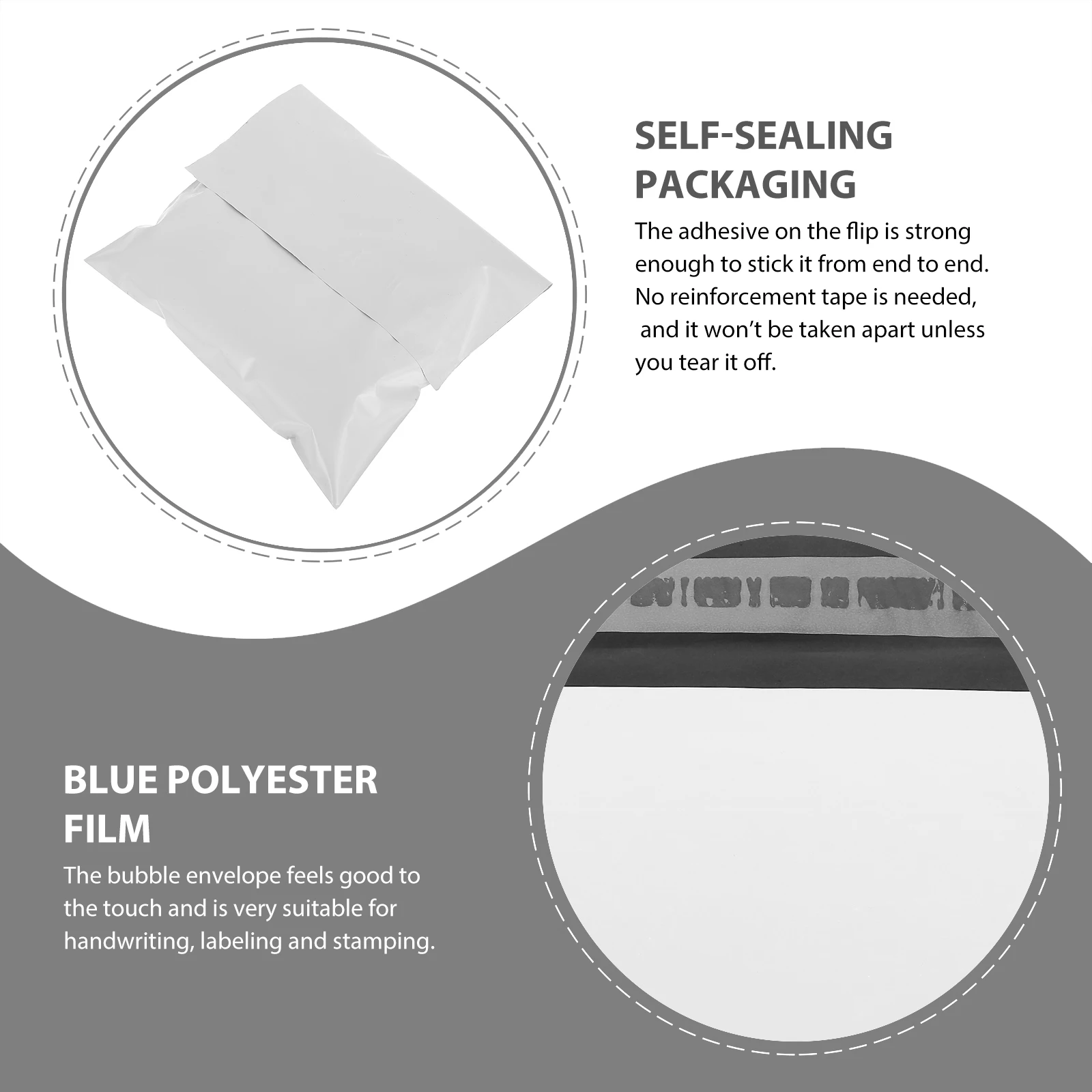 

100pcs Waterproof Express Pouch Self-Seal Mailers Tear-Resistant Explosion-Proof Edges Adhesive Seal White Packaging Bags