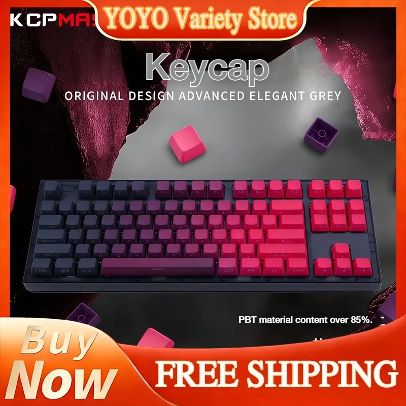 

Mechanical Keycaps Magenta Gradient Color OEM Height Full Set Custom For Gaming Esports Office GPW Mechanical Keyboards