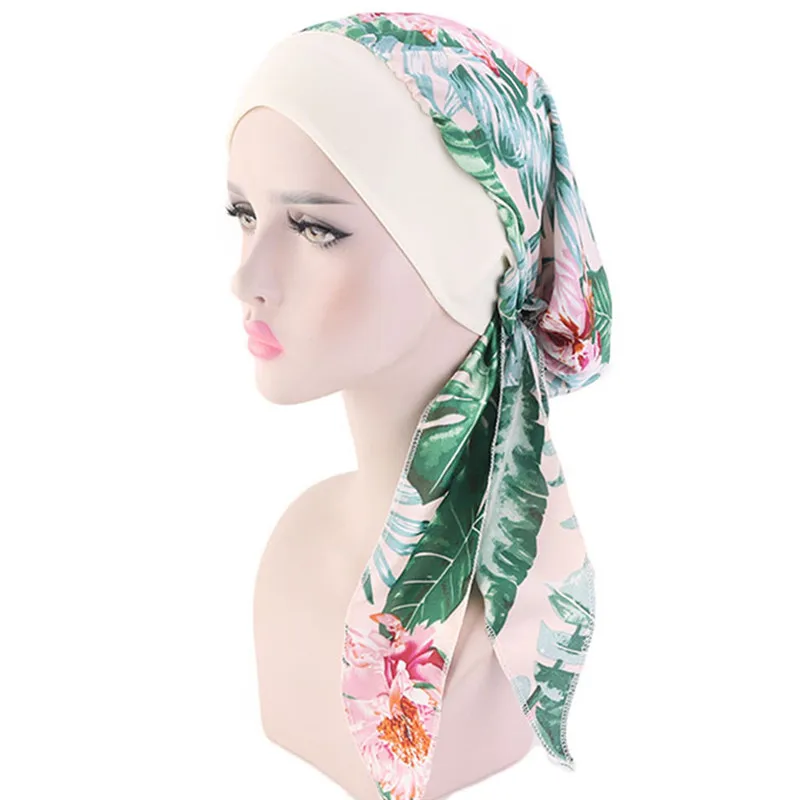 New Elastic Fashion Turban Hat Print Women Warm Winter Headscarf Bonnet Inner Hijabs Cap Muslim Hijab Femme Wrap Head