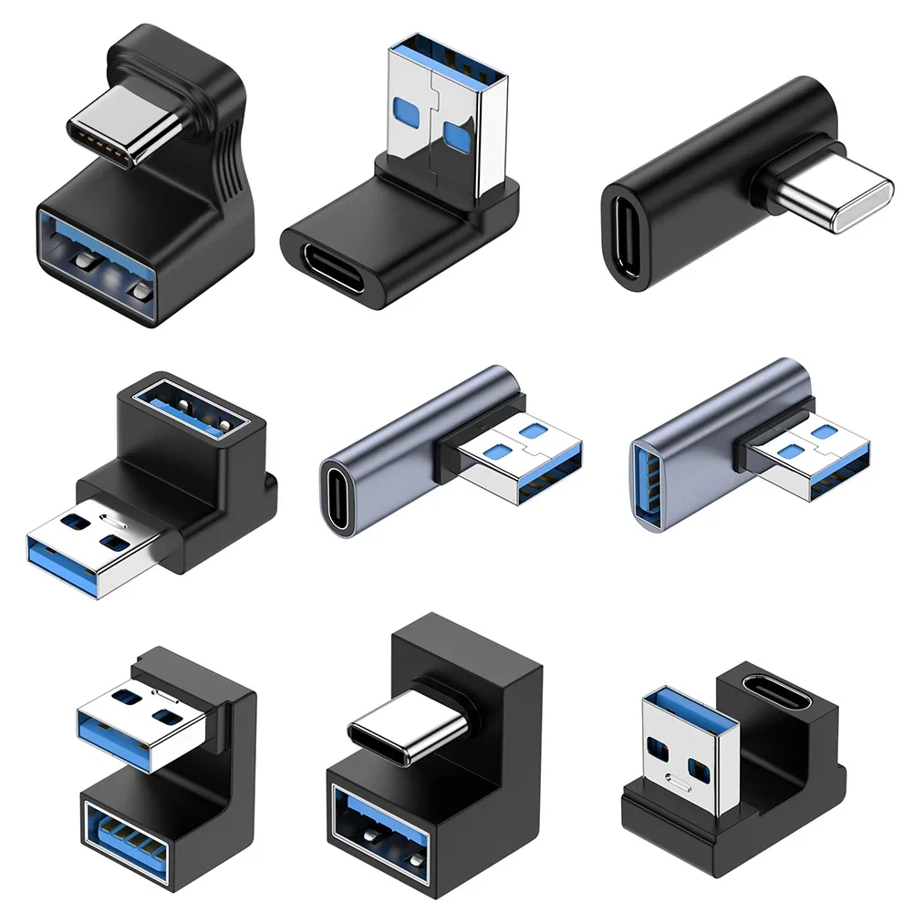 180 Degree Elbow USB C Adapter For Steam Deck Extension Connector Male To Female USB C Converter for Computer Tablet Adapter