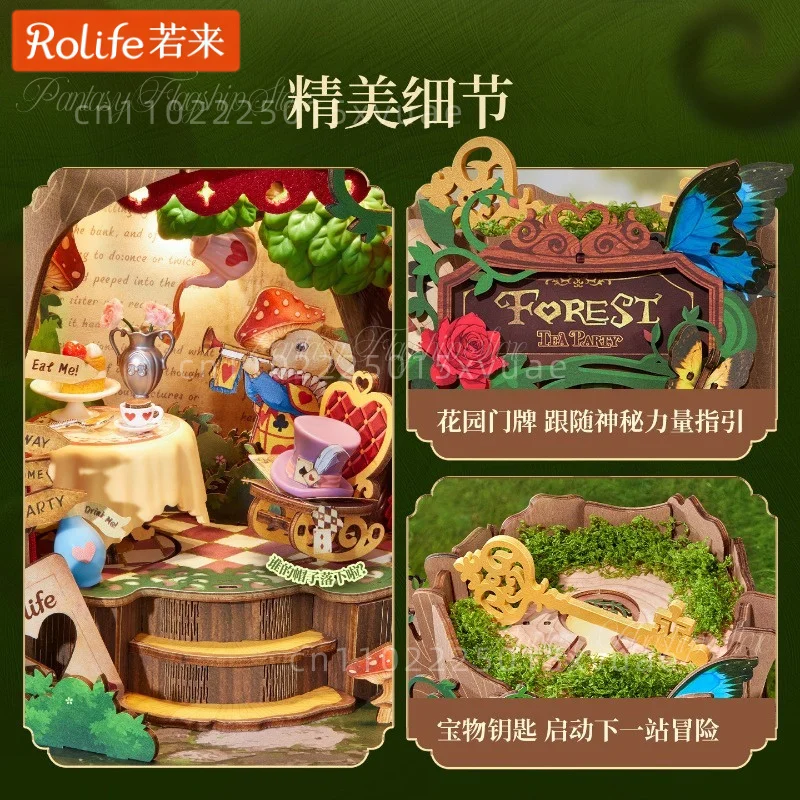 Rolife Forest Tea Party DIY Music Box Miniature Tree House Wooden Assembling Micro Scene Model Toys Decoration Collectible Gifts - view 2