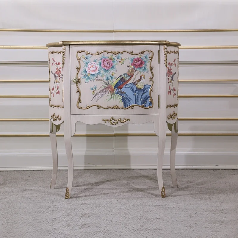 

American-style chest solid wood light luxury, master bedroom, living room locker hand-painted retro European-style chest45