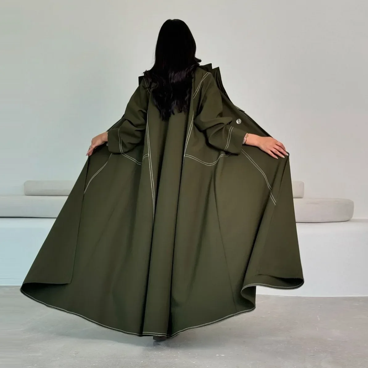 Fashion Dubai Double Breasted Abaya for Luxury Muslim Women Dress Coat Kebaya Kaftan Arab Robe Jalabiya Islam Clothing Turkey