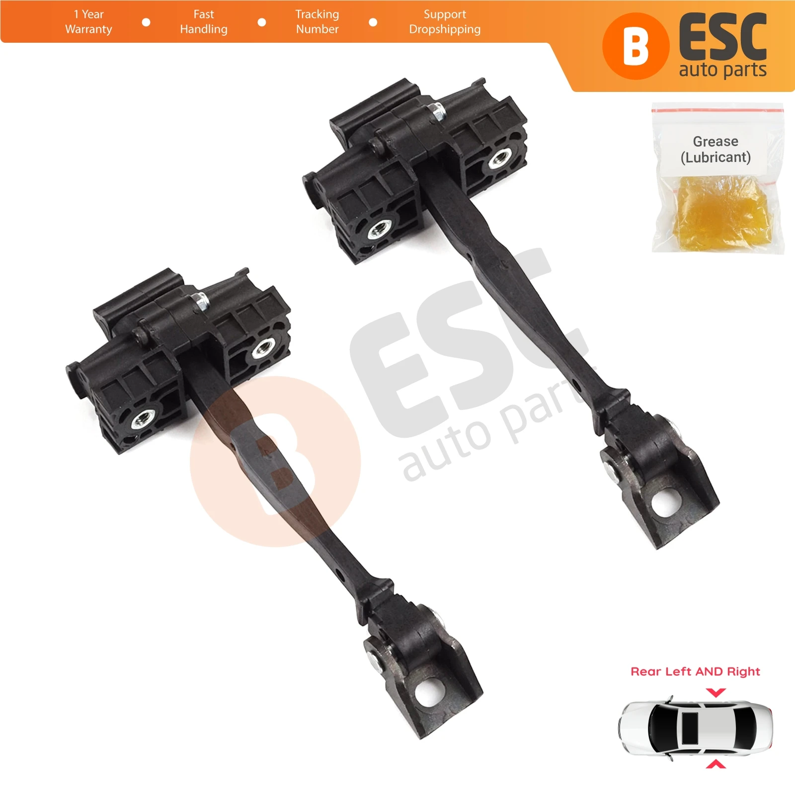 EDP1342-1 2 stuks achterdeur scharnier remstopbegrenzer voor VW Golf MK7 5G 2012-2020 4/5-deurs Alltrack Sportsvan Variant e-Golf