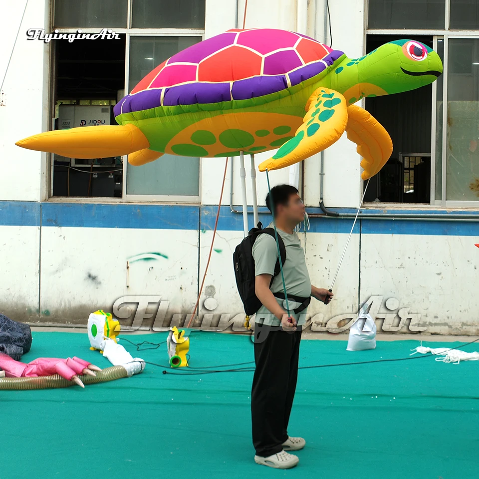 2.5m Fantastic Parade Performance Walking Inflatable Turtle Puppet Controlled Blow Up Sea Animal Balloon For Event Show