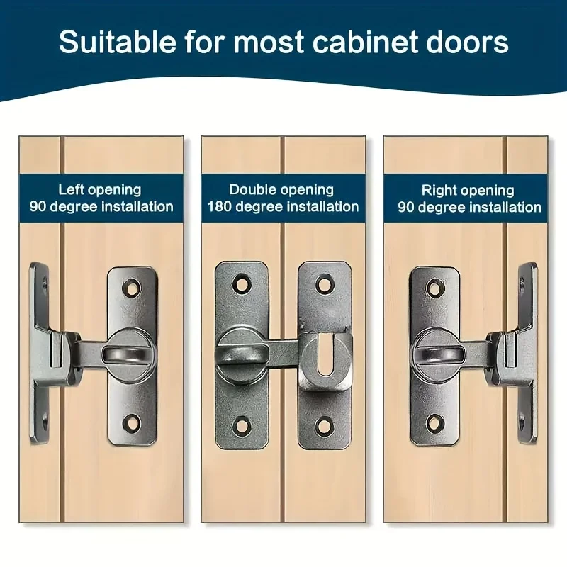 أقفال أبواب الحظيرة شديدة التحمل، مزلاج الباب المنزلق، مشبك مضاد للسرقة، مسمار الباب، أجهزة بوابة الوجه 90/180 درجة، مزالج أمان الطفل