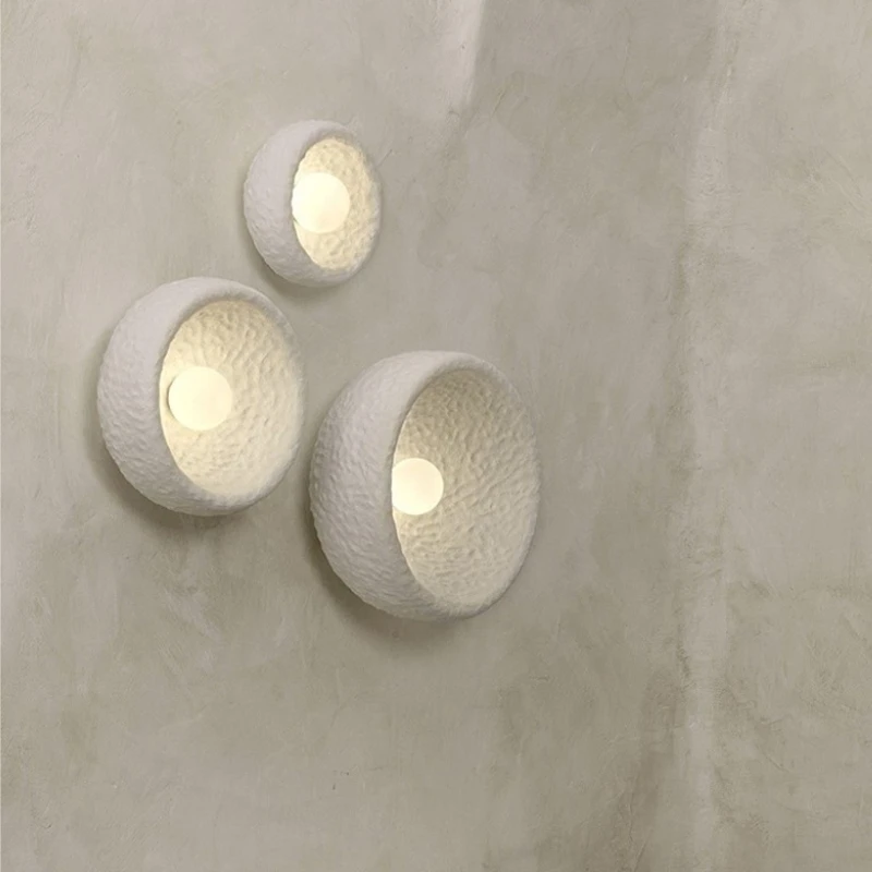 Japanese Minimalist Wall Lamps Wabi Sabi Style Circular Disk Retro Zen Living Room Bedroom Bedside Wall Lights Homestay Teahouse