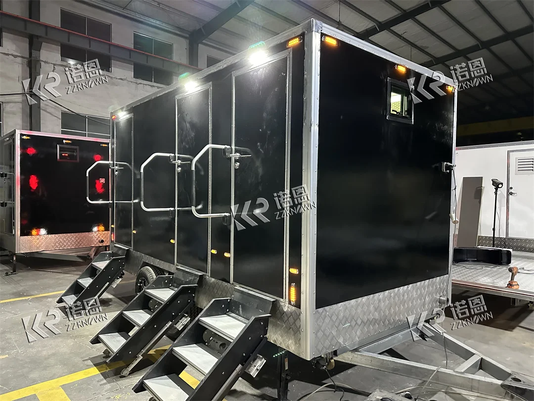 3 Rooms Portable Restroom Shower Toilet Trailer for Sale Prefab Rent Restroom Trailer OEM Mobile Toilet DOT