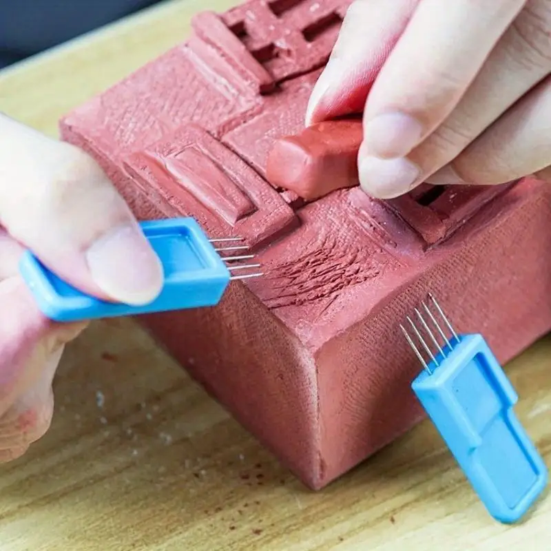 1Pc Pottery Tools Five Pin Scratcher Ceramic Clay Brushing Mud Board Adhesion DIY Sculpting Shaping Texture Tool