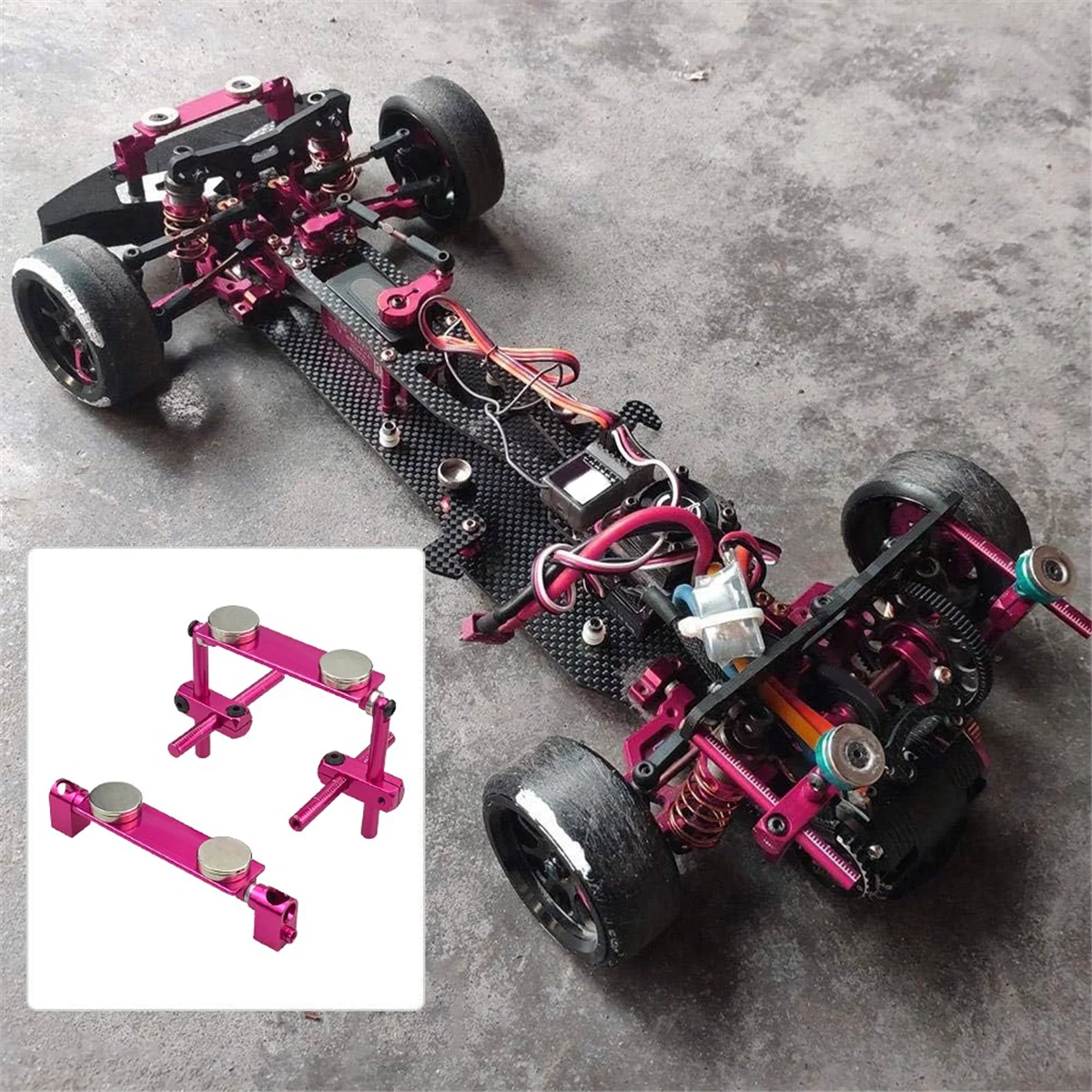 ラジコン車用フラットマグネットボディマウントキット,タミヤtt01,tt02,hpi,sakura,1:10 rcレーシングカー,ツーリングカー,ピンク