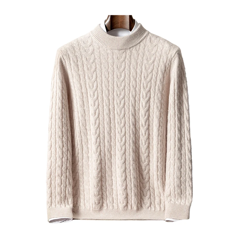 

Мужской свитер из 100% чистого кашемира, двухслойный утолщенный витой свитер с семью иглами, теплый повседневный деловой модный кашемировый пуловер