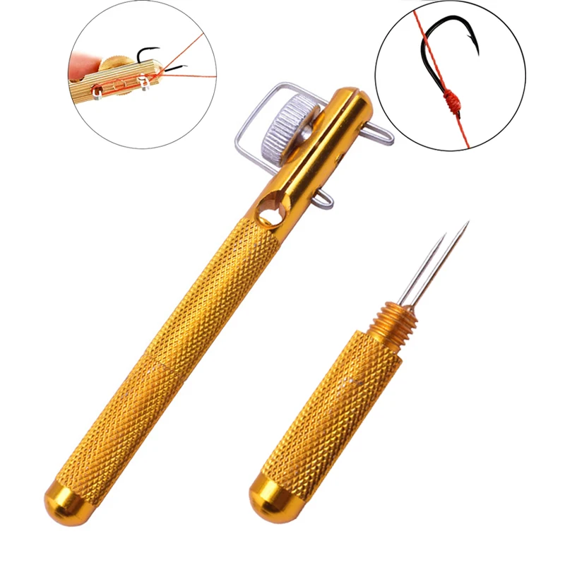 Fishing Hook Tier Double-Headed Needle Knots Tie Loop Tyer Tools Kit Fishing Line Knotter Tying Fishhook Needle Fishing Tool