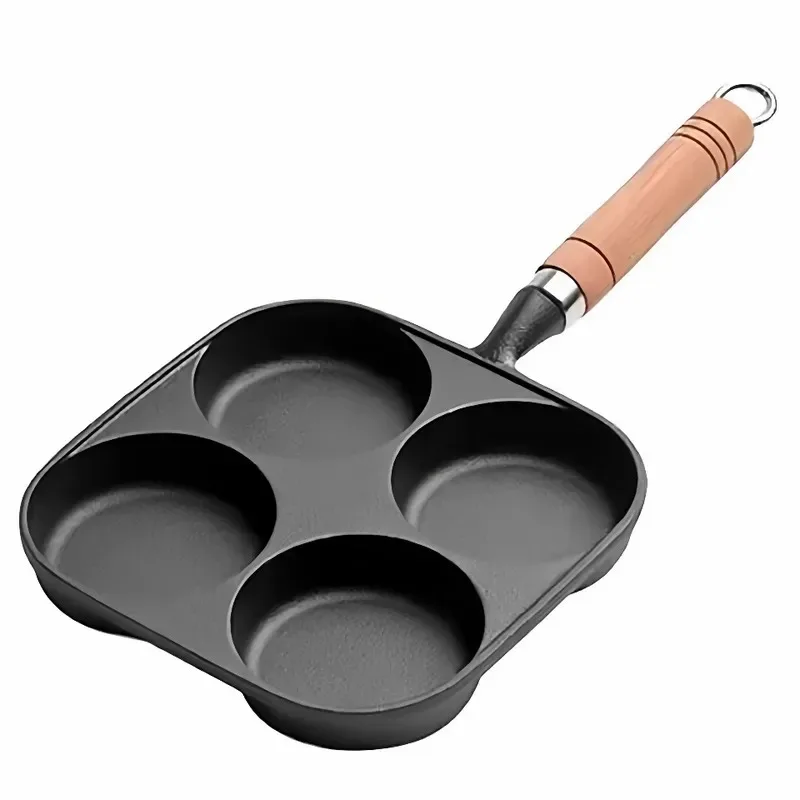 Four Hole Cast Iron Fried Egg Mold Thickened Frying Pan Dumpling Pan Uncoated Non Stick Stove Universal