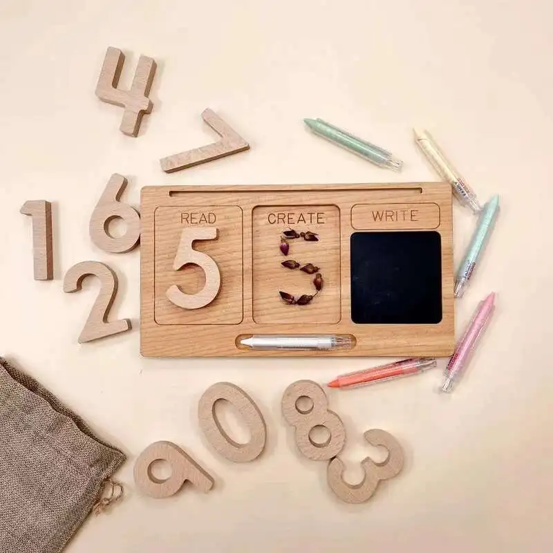 Novas crianças montessori aprendizagem tablet aprender placa de escrita números pequenos blackboard e cartões reconhecimento crianças brinquedos educativos