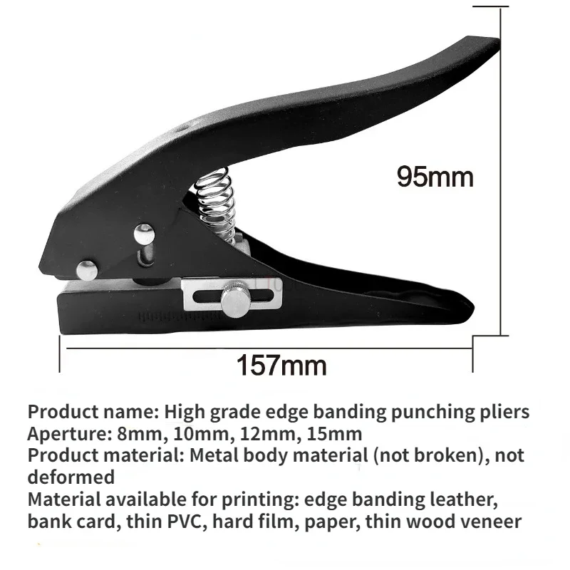 15mm 12mm 10mm 8mm High-grade Edge Banding Punch Plier Perforating Artifact Circular Hole Thickened Metal Body Woodworking Tools