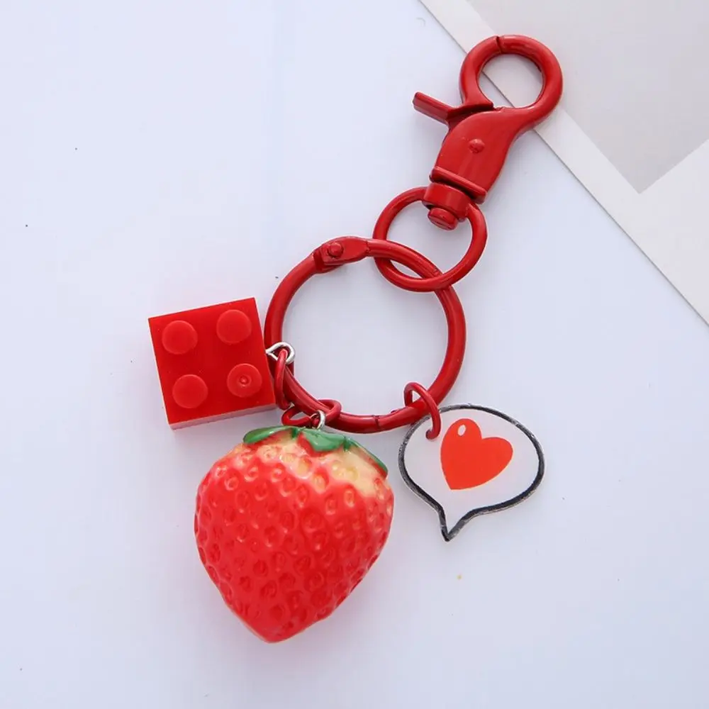 

Cute Red Gift For Friend Car Key charms Women Jewelry Backpack Pendant Key Accessories Strawberry Heart Keychain Key Holder