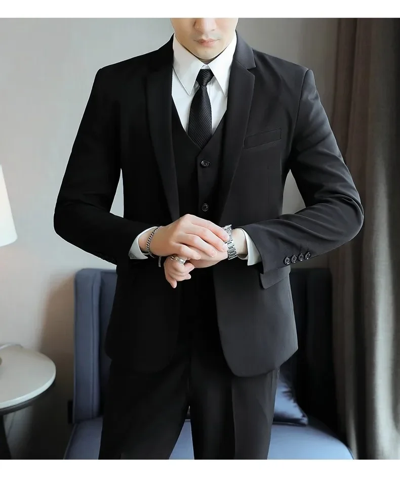 Traje Casual para Hombre, Dos Piezas, Corte Slim Fit, Estilo Formal Coreano, Traje de Novio, Ropa de Vestir Occidental para Novio