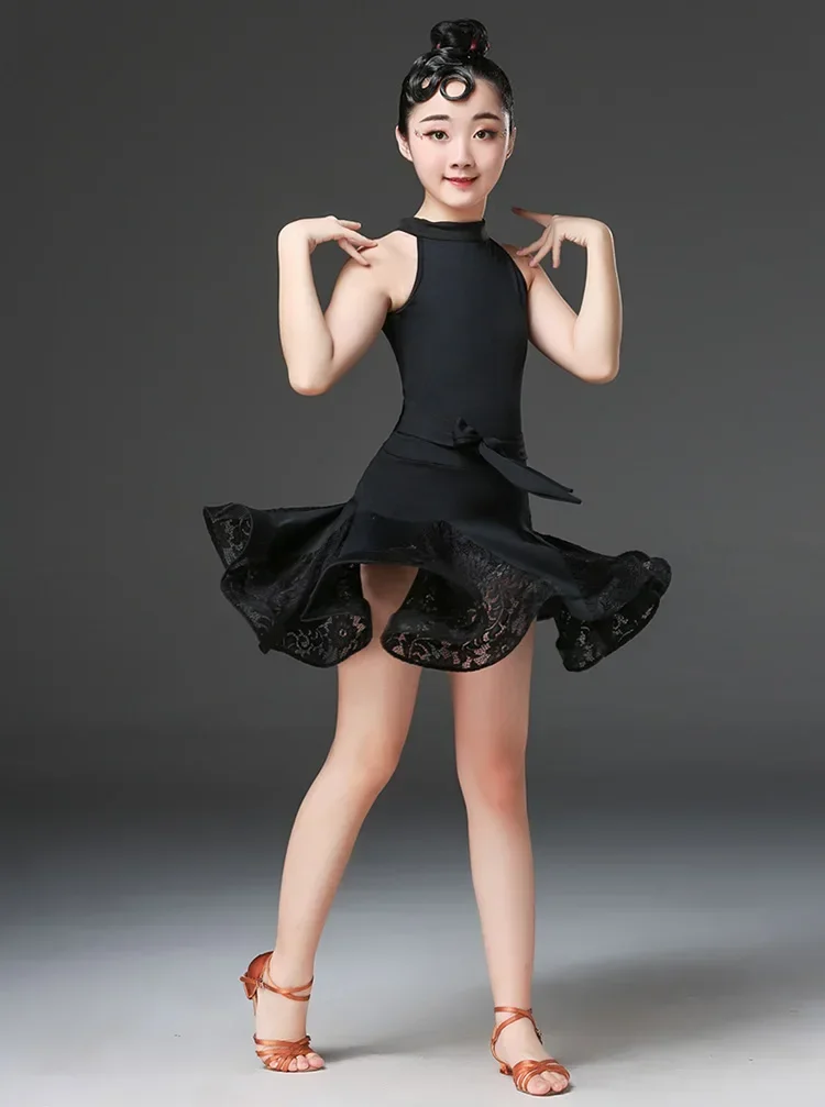 Girl Latin Dance Dress for Children Girls Competition Ballroom Kids Tango Salsa Dancewear Practice Wear Cha Cha