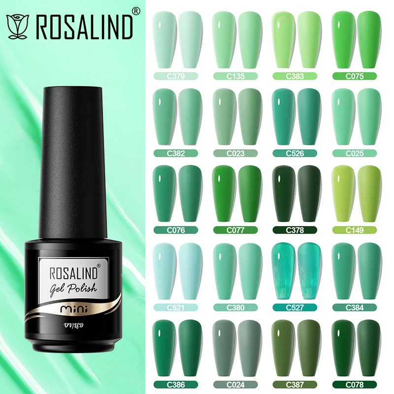 

ROSALIND Gel Nail Polish Blue Gree Shiny Colors Semi -perment UV Varnish Hybrid Led Enamel Glitter Matte Top Coat Manicure