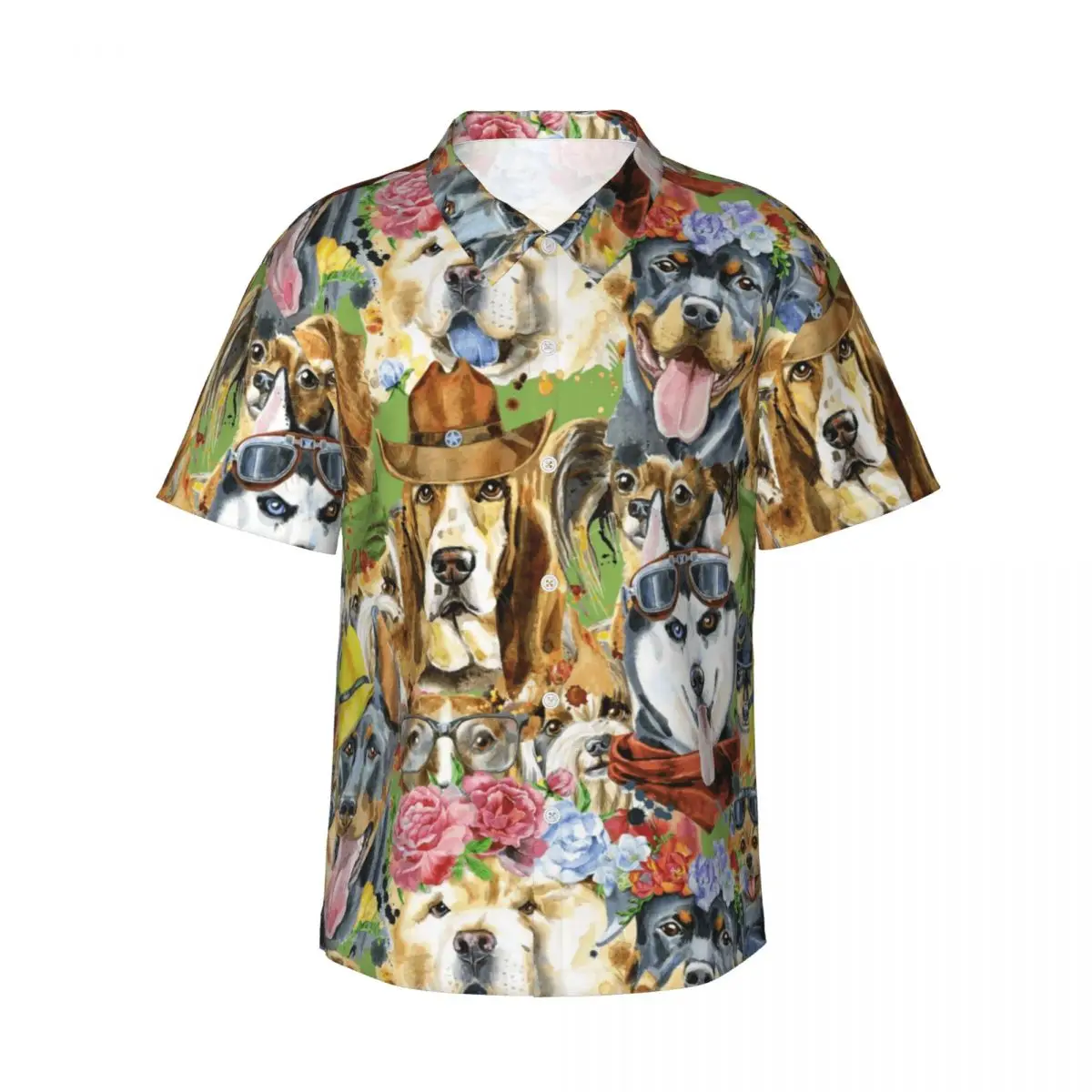 

Funny Dog Hawaii Shirt Men Vacation Flower Dogs Collection Art Casual Shirts Short Sleeve Comfortable Design Oversized Blouses
