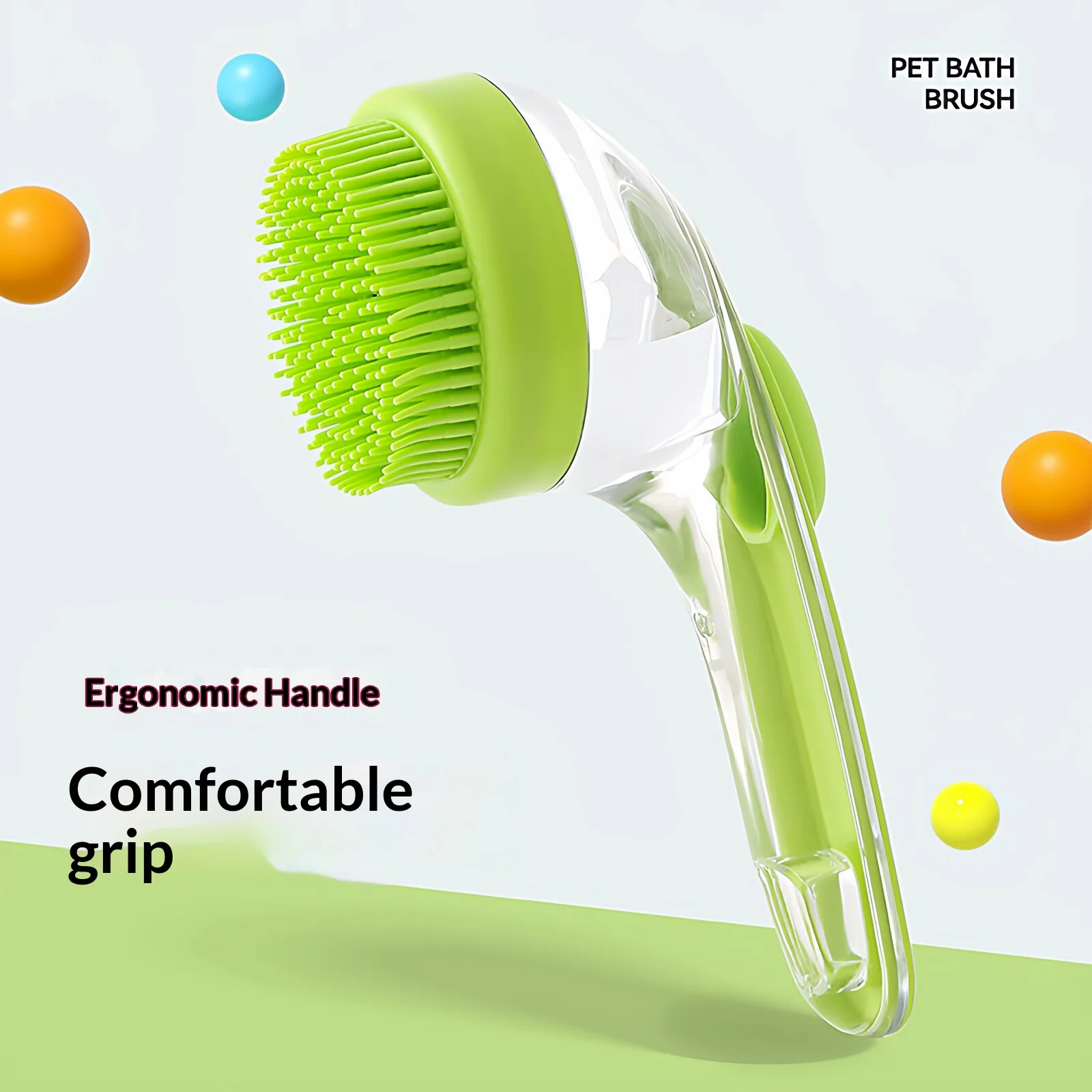 Shampoo Dispenser Pet Bath Brush Soft Silicone Massage Grooming Comb Long Handle Dog Cat Washing Shower Brush