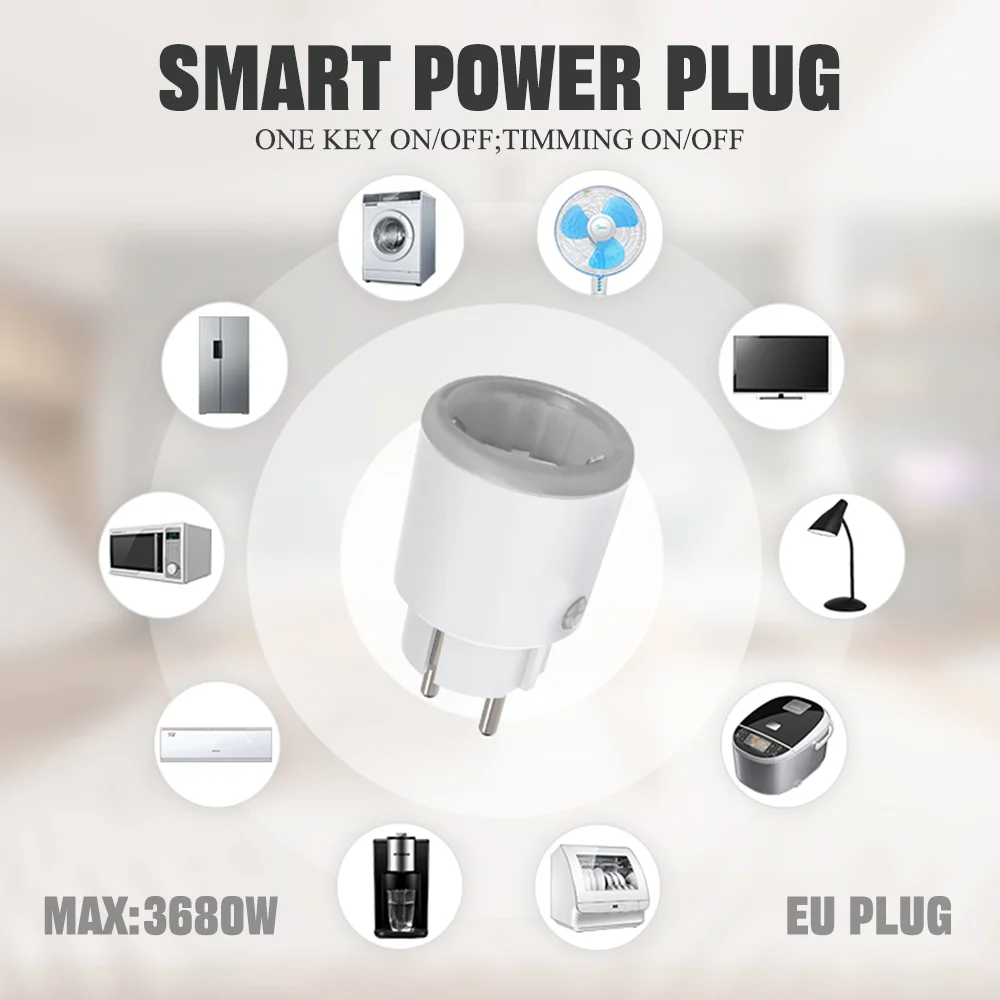 

Tuya Smart Power Plug 16A 3680W EU Outlet Energy Monitoring Remote Control Timer Work With Alexa Google Home Zigbee Socket