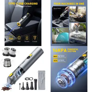 14000Pa Portable Handheld Vacuum for Car, Home, Pet, and Office - Silver
